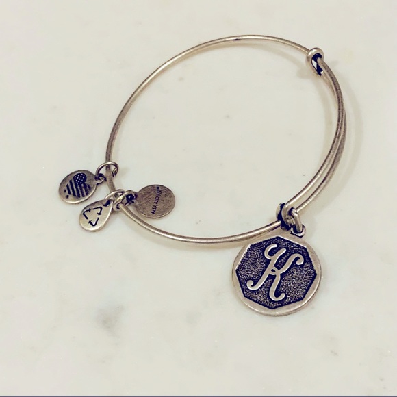 Alex And Ani Initial K Charm Bangle Bracelet In Silver Tone - Picture 5 of 8